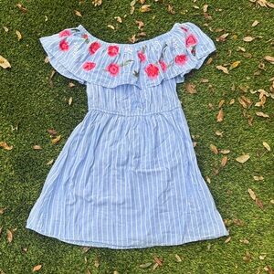 Off-Shoulder Dress with Floral Accents